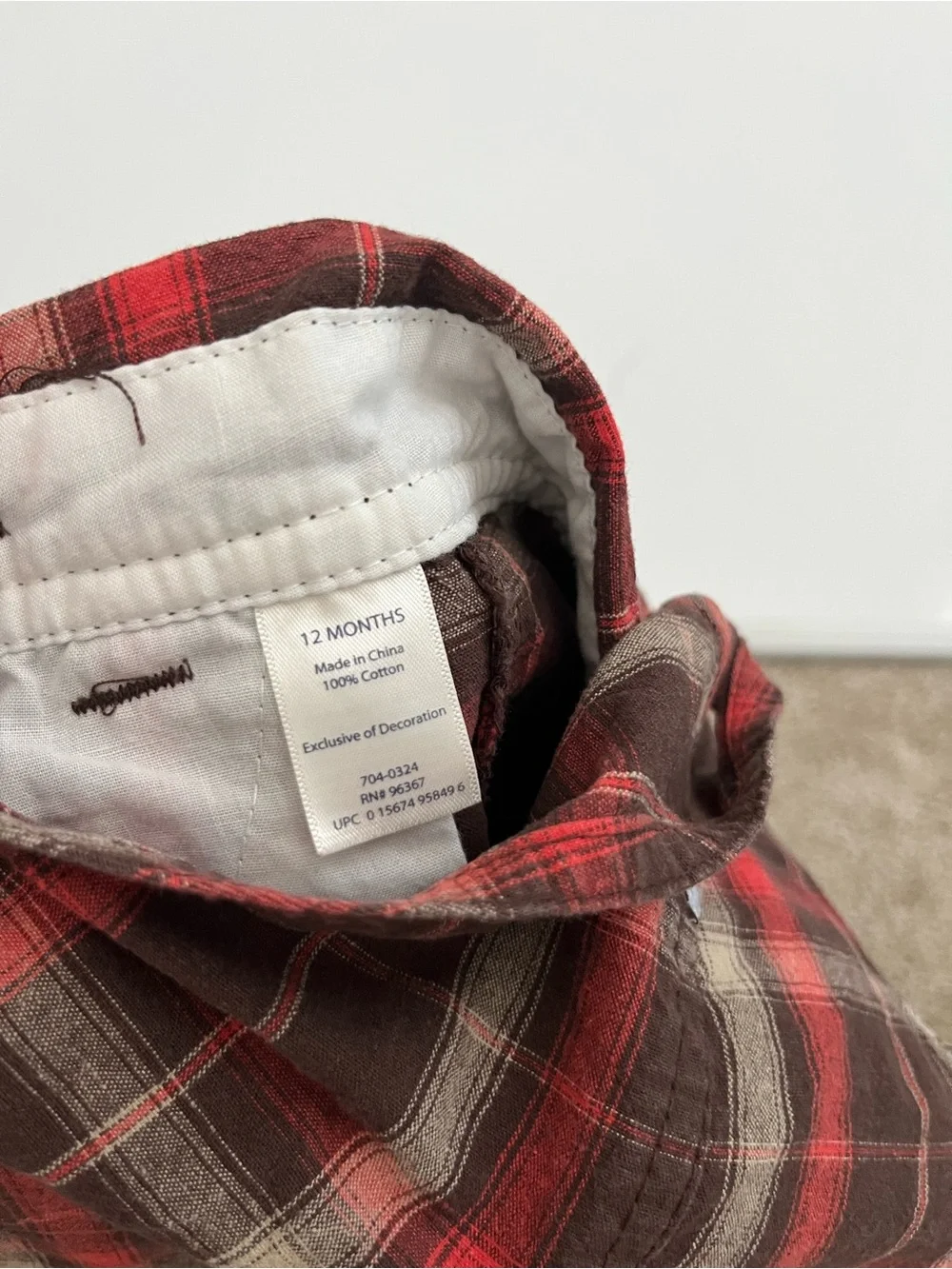 OshKosh B'gosh Red and Brown Plaid Shortalls